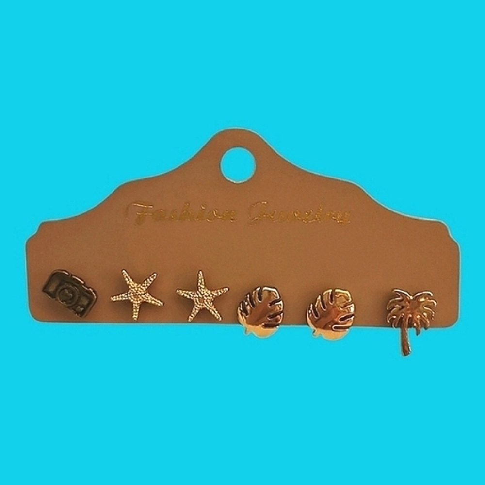 330 Two Pair And Two Single Tropical Beach Stud Earrings 12$